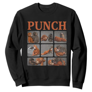 Cute Baby Monkey Punch with Plush Toy Graphic Sweatshirt TS02 Black Print Your Wear
