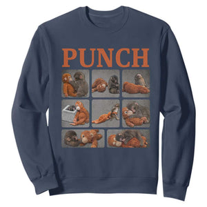 Cute Baby Monkey Punch with Plush Toy Graphic Sweatshirt TS02 Navy Print Your Wear