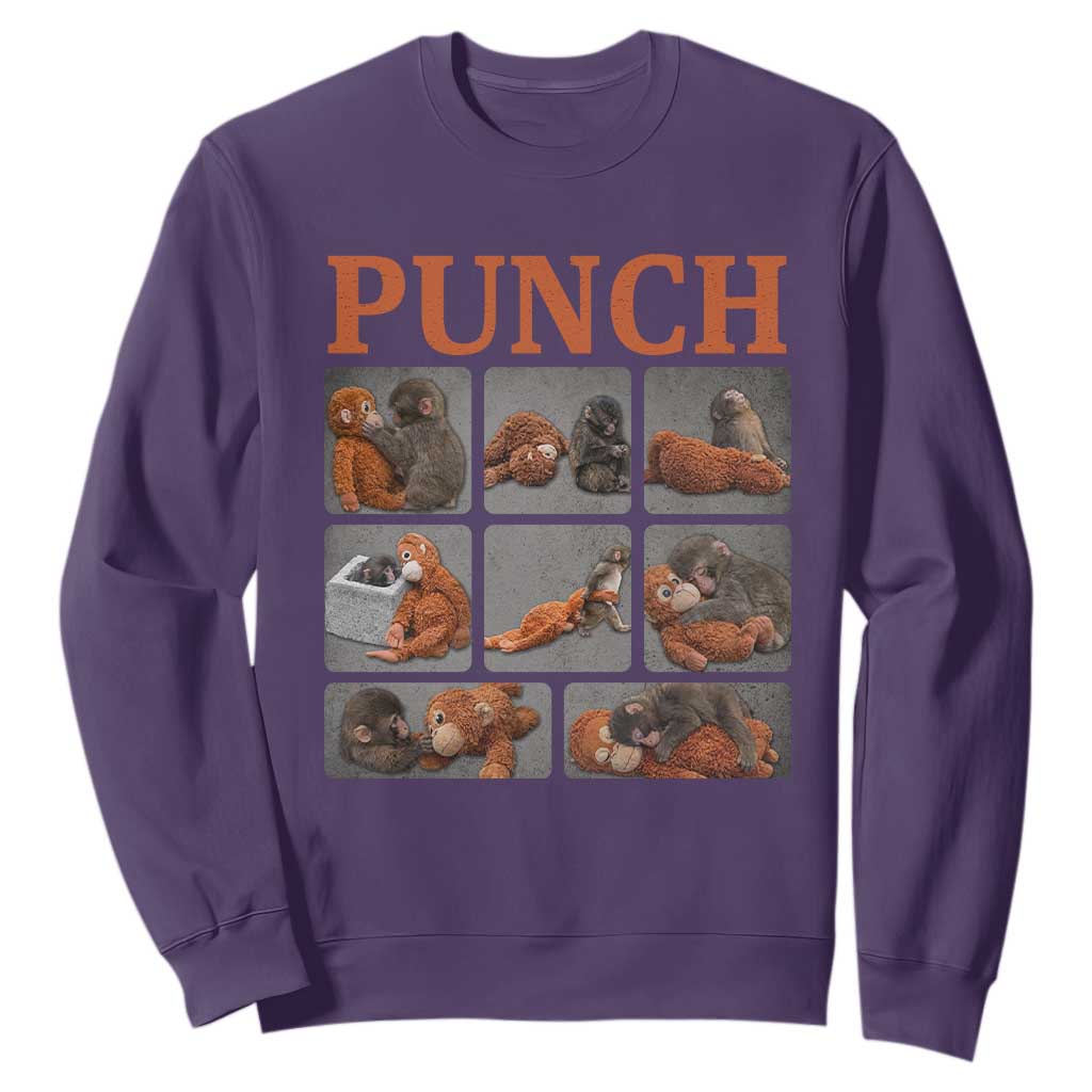 Cute Baby Monkey Punch with Plush Toy Graphic Sweatshirt TS02 Purple Print Your Wear