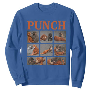 Cute Baby Monkey Punch with Plush Toy Graphic Sweatshirt TS02 Royal Blue Print Your Wear