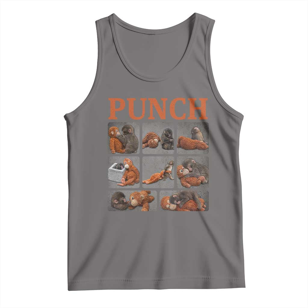 Cute Baby Monkey Punch with Plush Toy Graphic Tank Top TS02 Deep Heather Print Your Wear