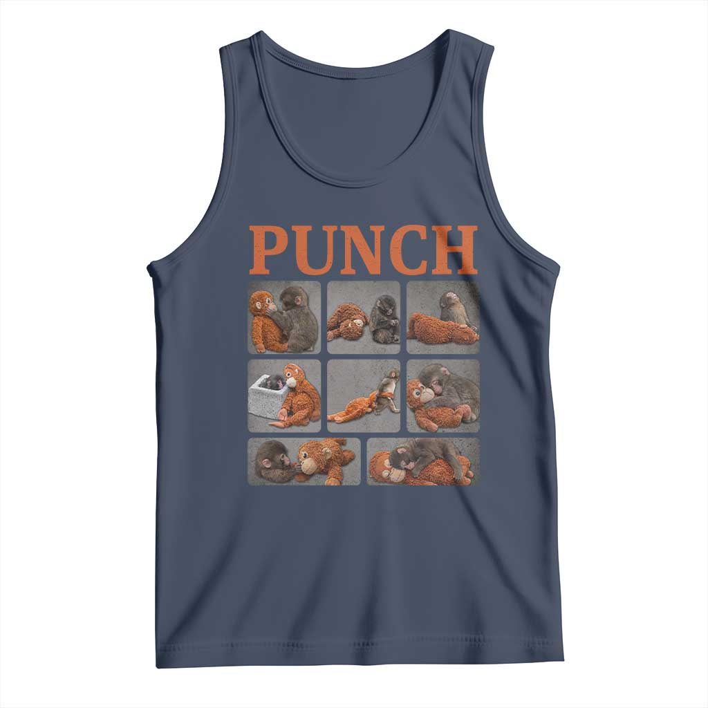 Cute Baby Monkey Punch with Plush Toy Graphic Tank Top TS02 Navy Print Your Wear