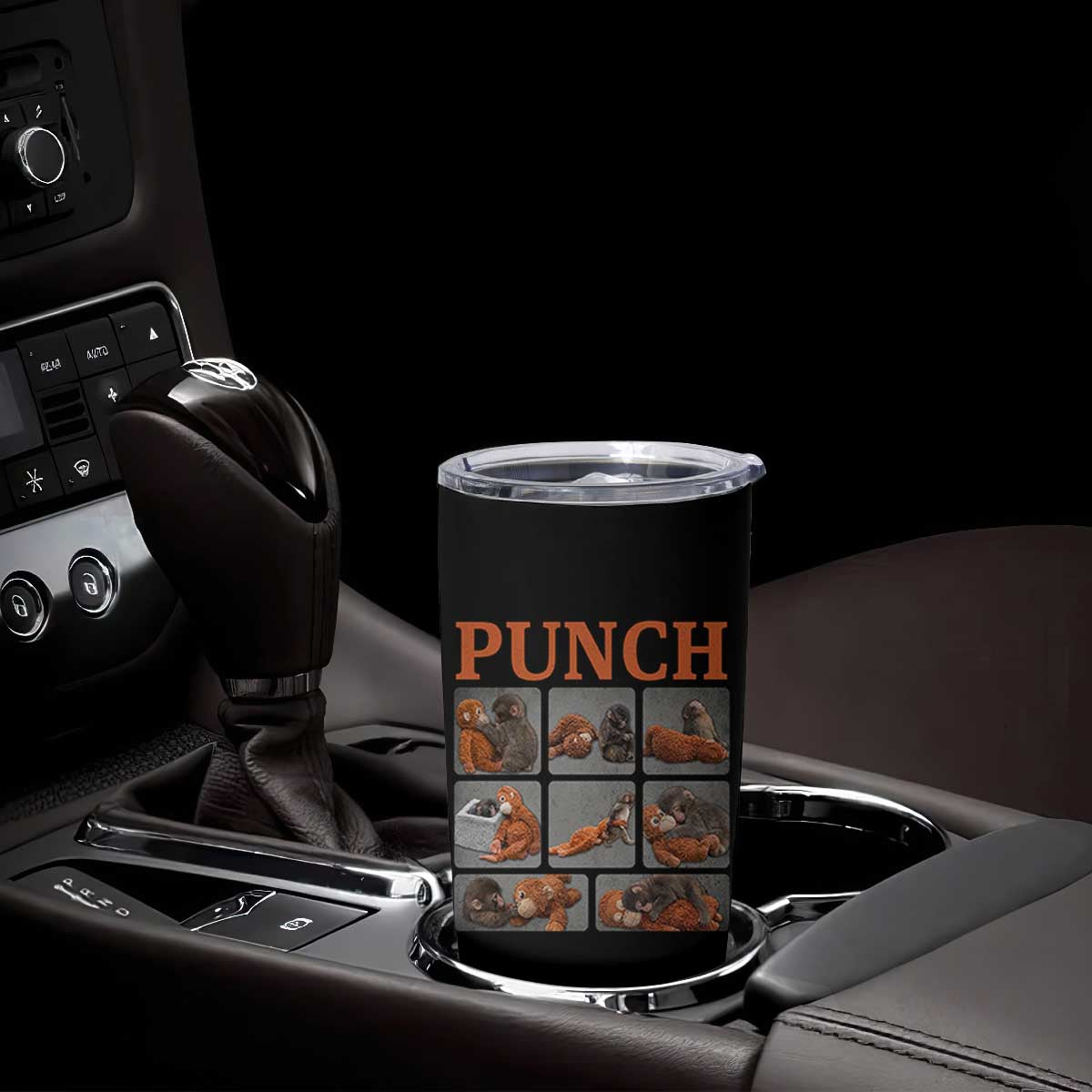 Cute Baby Monkey Punch with Plush Toy Graphic Tumbler Cup TS02 Print Your Wear