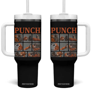 Cute Baby Monkey Punch with Plush Toy Graphic Tumbler With Handle TS02 One Size: 40 oz Black Print Your Wear