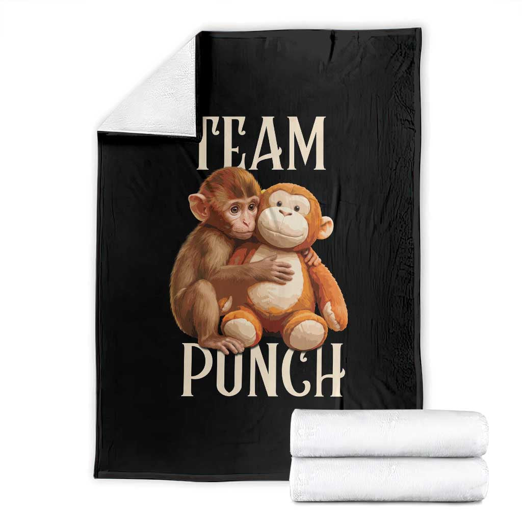 Team Punch Cute Baby Monkey Hugging Plush Toy Graphic Throw Blanket TS02 Black Print Your Wear