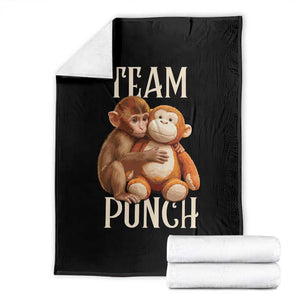 Team Punch Cute Baby Monkey Hugging Plush Toy Graphic Throw Blanket TS02 Black Print Your Wear