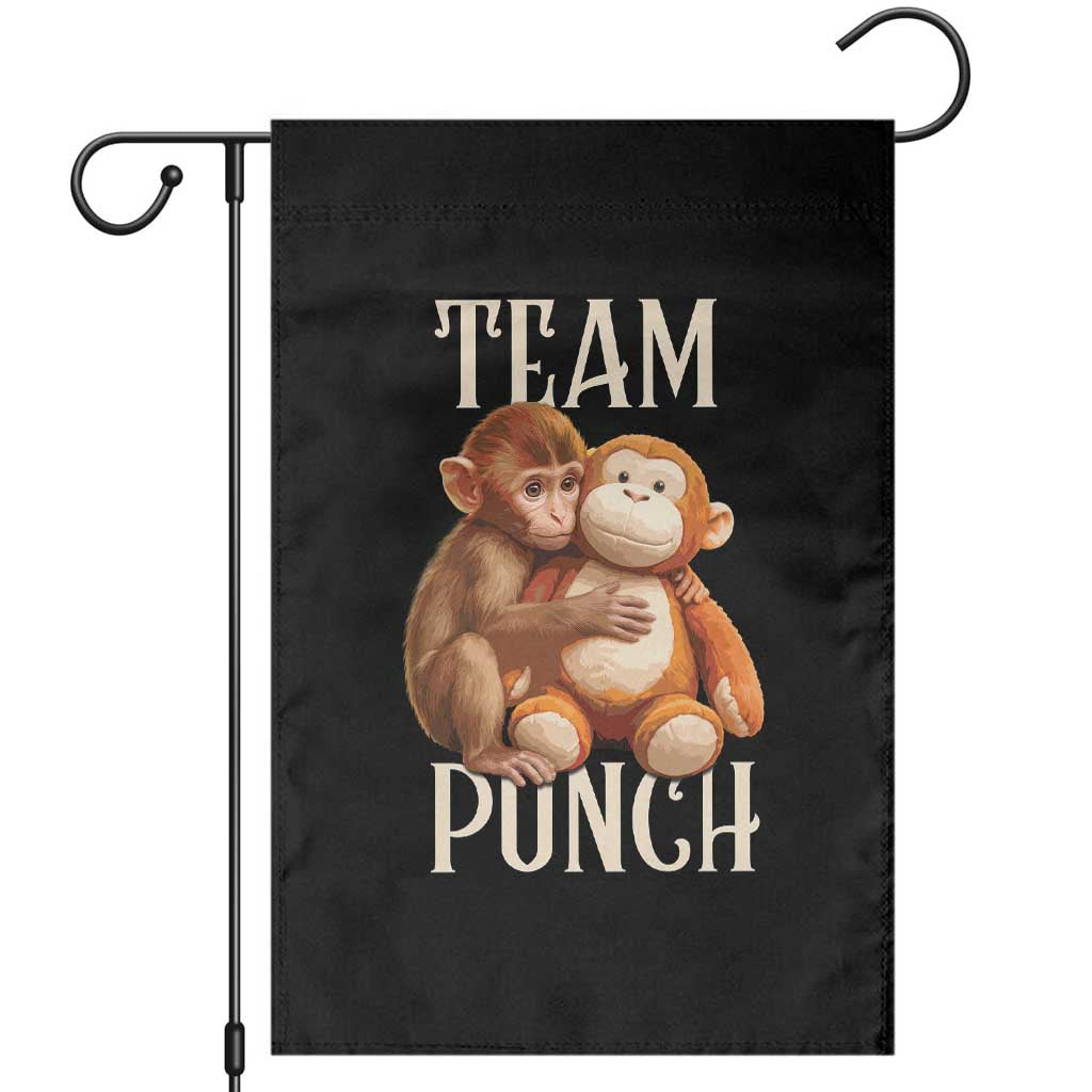Team Punch Cute Baby Monkey Hugging Plush Toy Graphic Garden Flag TS02 Black Print Your Wear