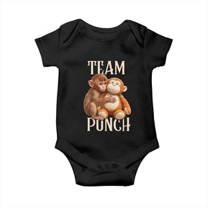 Team Punch Cute Baby Monkey Hugging Plush Toy Graphic Baby Onesie TS02 Black Print Your Wear