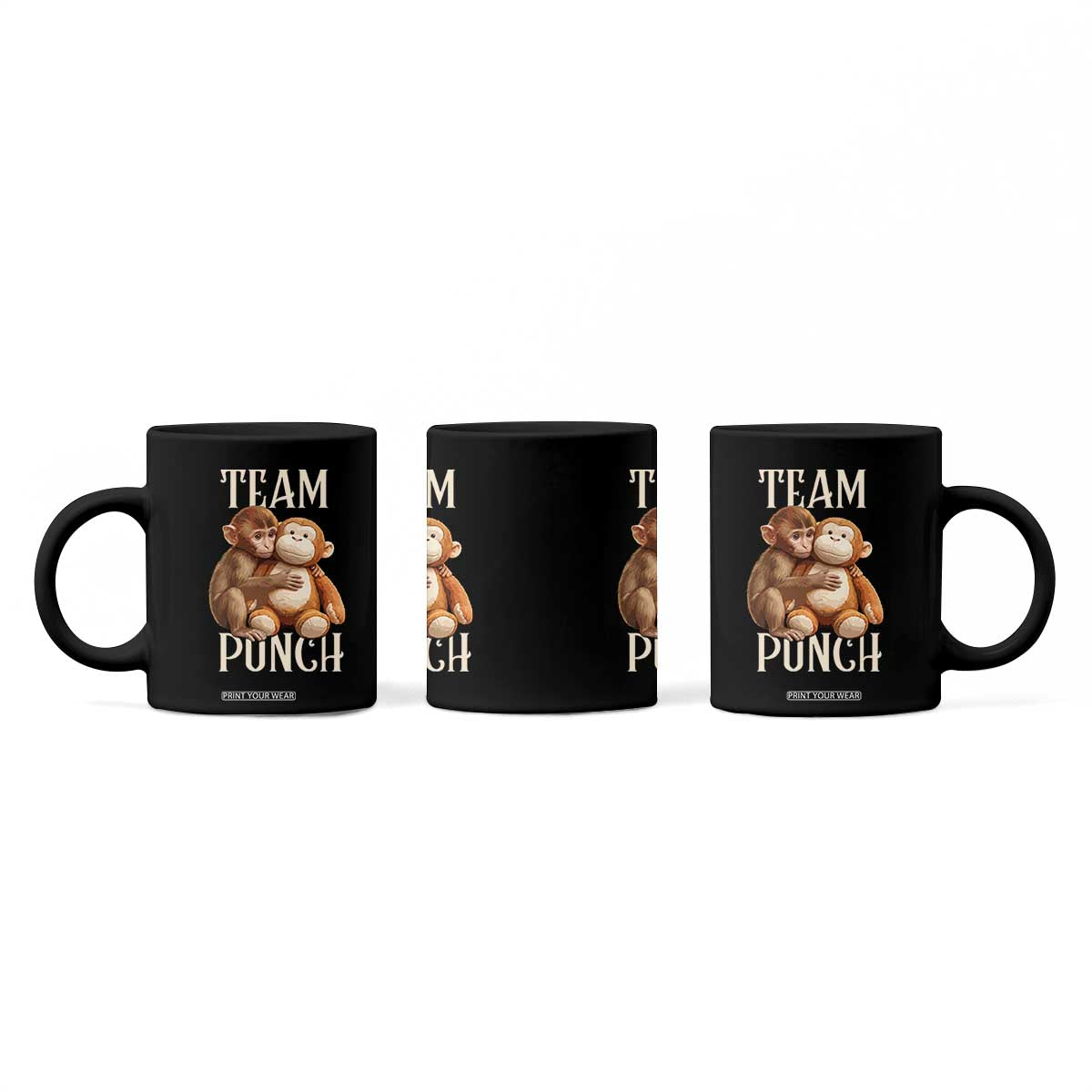 Team Punch Cute Baby Monkey Hugging Plush Toy Graphic Coffee Mug TS02 Print Your Wear