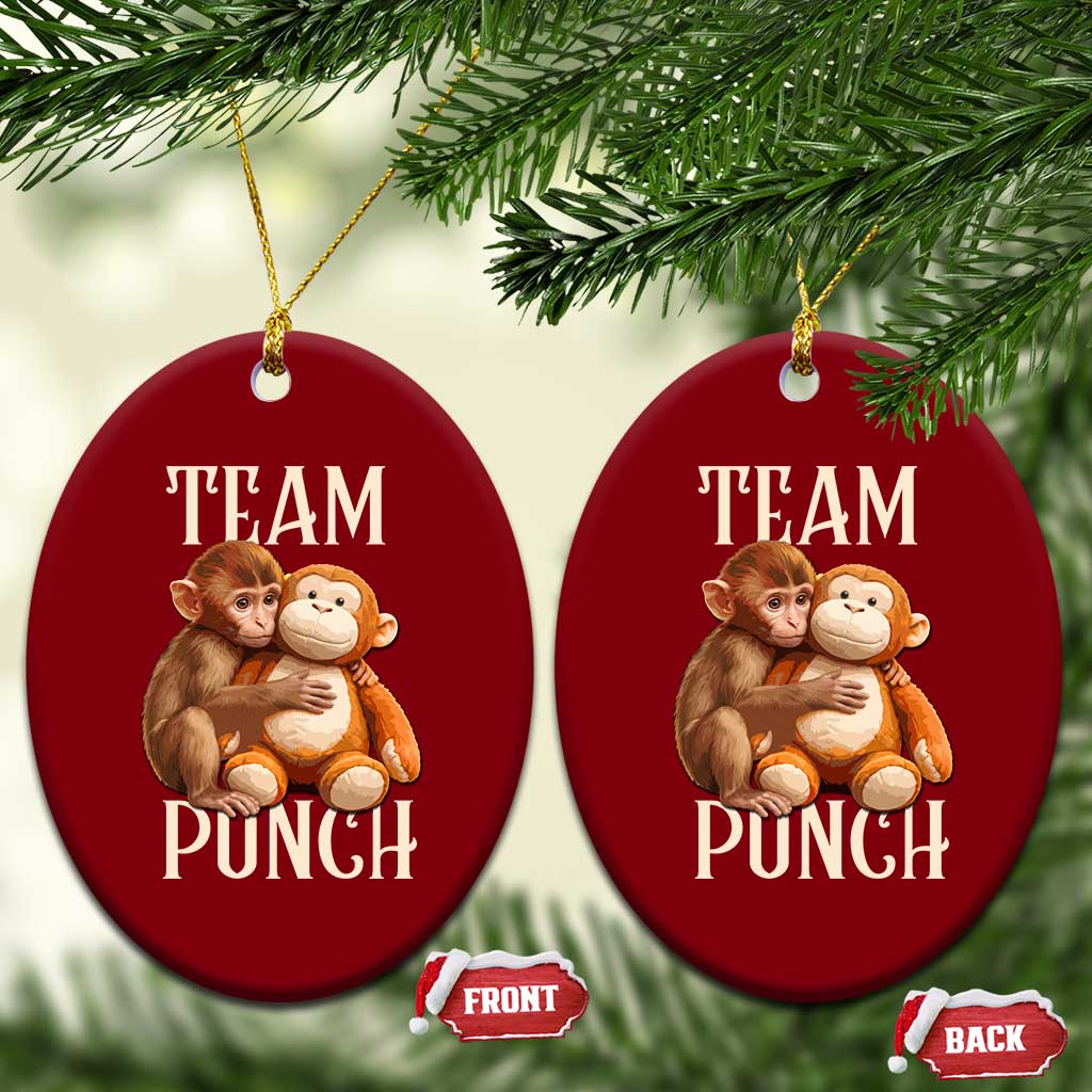 Team Punch Cute Baby Monkey Hugging Plush Toy Graphic Ceramic Ornament TS02 Print Your Wear