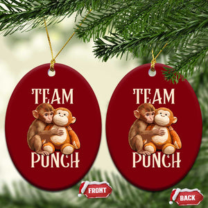 Team Punch Cute Baby Monkey Hugging Plush Toy Graphic Ceramic Ornament TS02 Print Your Wear