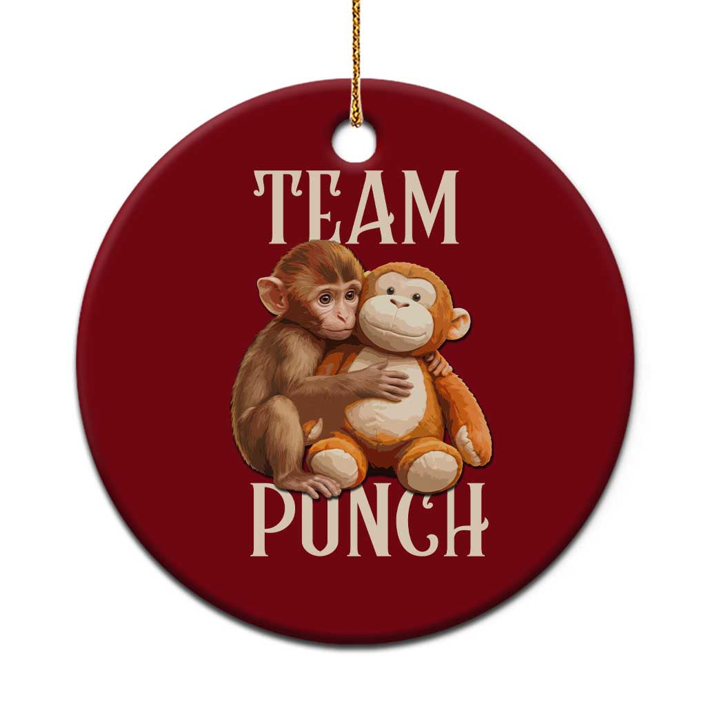 Team Punch Cute Baby Monkey Hugging Plush Toy Graphic Ceramic Ornament TS02 1pc Red Print Your Wear