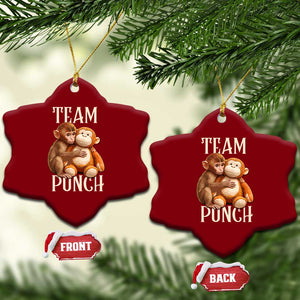 Team Punch Cute Baby Monkey Hugging Plush Toy Graphic Ceramic Ornament TS02 Print Your Wear