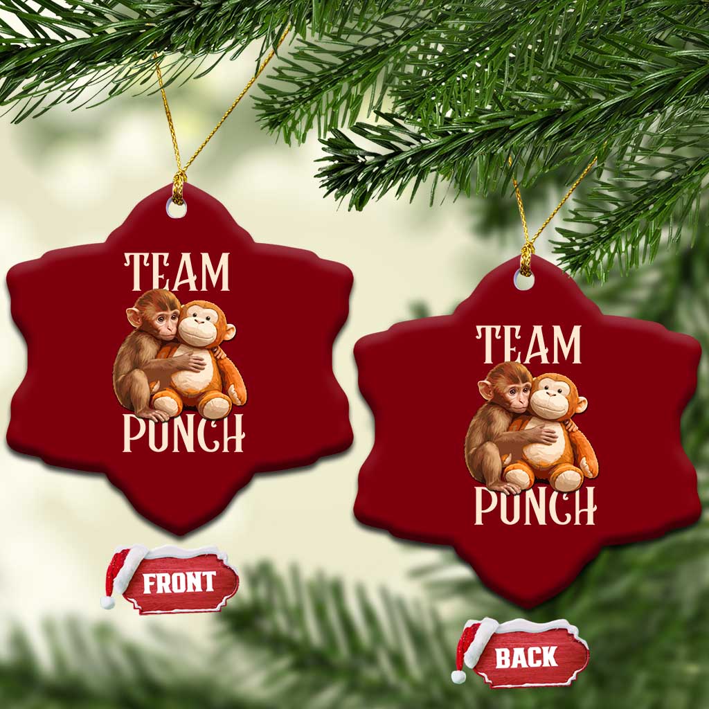 Team Punch Cute Baby Monkey Hugging Plush Toy Graphic Ceramic Ornament TS02 Print Your Wear