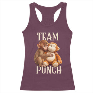 Team Punch Cute Baby Monkey Hugging Plush Toy Graphic Racerback Tank Top TS02 Maroon Print Your Wear