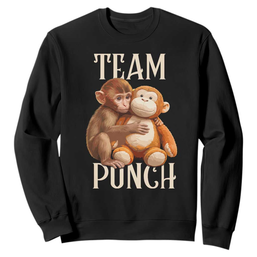 Team Punch Cute Baby Monkey Hugging Plush Toy Graphic Sweatshirt TS02 Black Print Your Wear