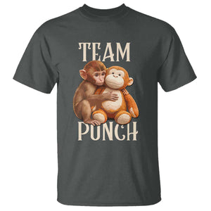 Team Punch - Cute Baby Monkey Hugging Plush Toy Graphic T Shirt TS02 Dark Heather Print Your Wear