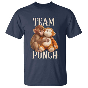 Team Punch - Cute Baby Monkey Hugging Plush Toy Graphic T Shirt TS02 Navy Print Your Wear