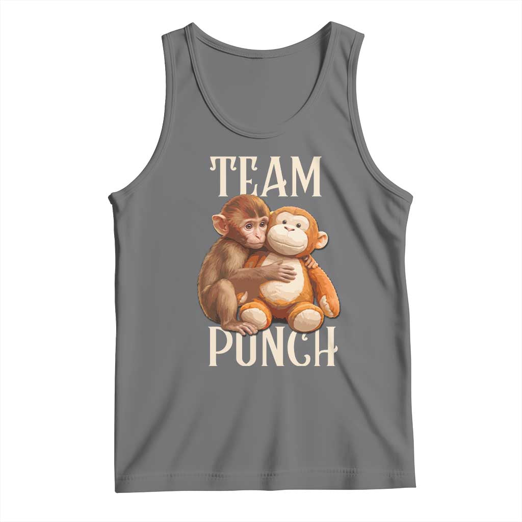 Team Punch Cute Baby Monkey Hugging Plush Toy Graphic Tank Top TS02 Black Heather Print Your Wear