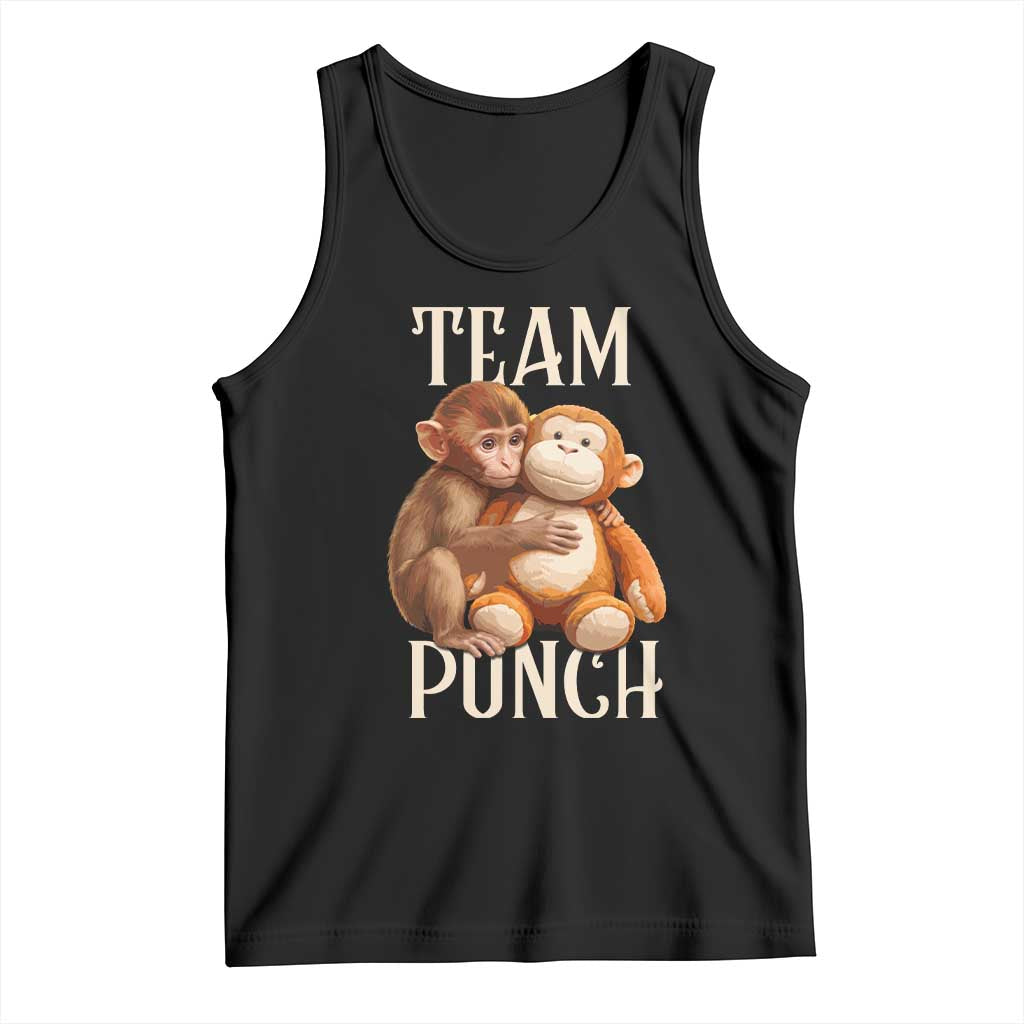 Team Punch Cute Baby Monkey Hugging Plush Toy Graphic Tank Top TS02 Black Print Your Wear