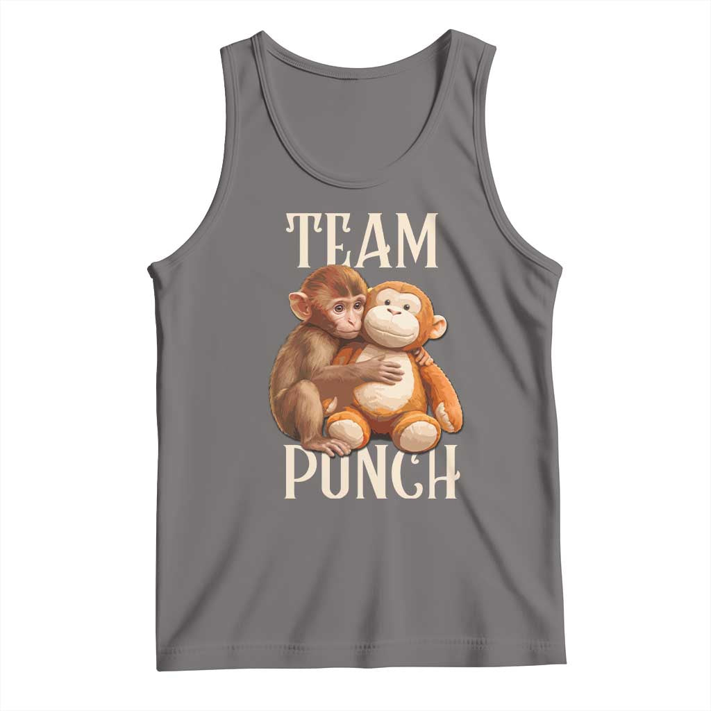 Team Punch Cute Baby Monkey Hugging Plush Toy Graphic Tank Top TS02 Deep Heather Print Your Wear