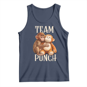 Team Punch Cute Baby Monkey Hugging Plush Toy Graphic Tank Top TS02 Navy Print Your Wear