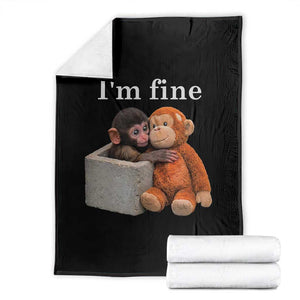I’m Fine Viral Punch Monkey Meme Throw Blanket Cute Baby Monkey Hugging Plush Emotional Humor Gift TS02 Black Print Your Wear
