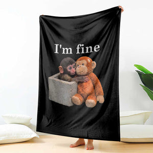 I’m Fine Viral Punch Monkey Meme Throw Blanket Cute Baby Monkey Hugging Plush Emotional Humor Gift TS02 Print Your Wear