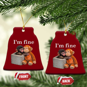I’m Fine Viral Punch Monkey Meme Ceramic Ornament Cute Baby Monkey Hugging Plush Emotional Humor Gift TS02 Print Your Wear