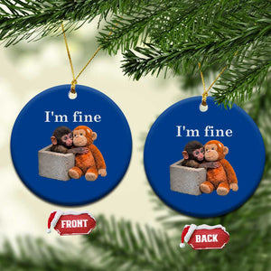 I’m Fine Viral Punch Monkey Meme Ceramic Ornament Cute Baby Monkey Hugging Plush Emotional Humor Gift TS02 1pc Blue Print Your Wear