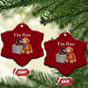 I’m Fine Viral Punch Monkey Meme Ceramic Ornament Cute Baby Monkey Hugging Plush Emotional Humor Gift TS02 Print Your Wear