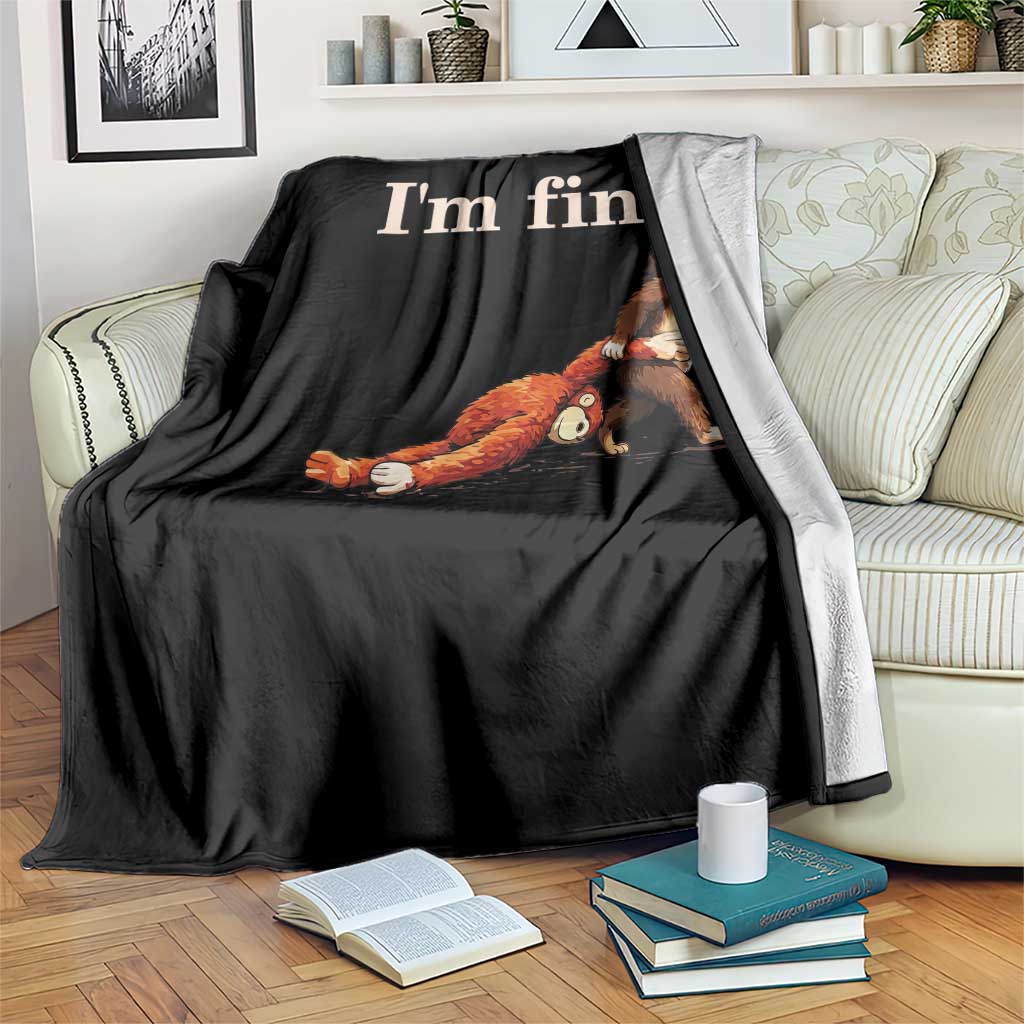 I’m Fine Funny Monkey Meme Throw Blanket Viral Punch Baby Monkey Relatable Cute Gift TS02 Print Your Wear