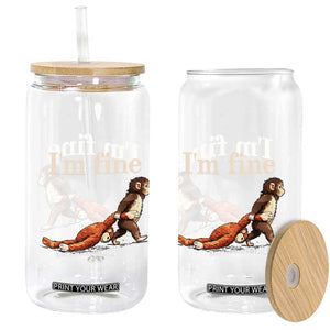 I’m Fine Funny Monkey Meme Glass Can Viral Punch Baby Monkey Relatable Cute Gift TS02 Print Your Wear