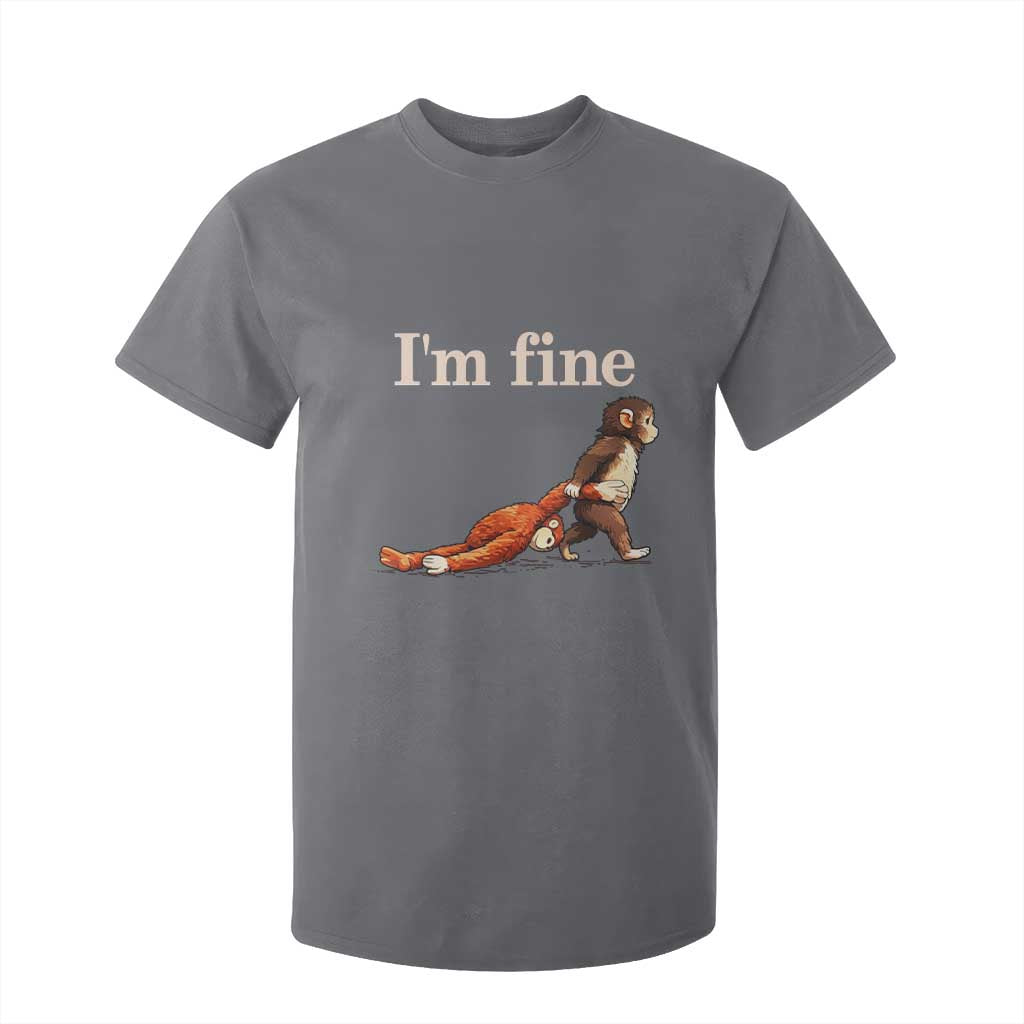 I'm Fine - Funny Monkey Meme T Shirt For Kid - Viral Punch Baby Monkey - Relatable Cute Gift TS02 Charcoal Print Your Wear