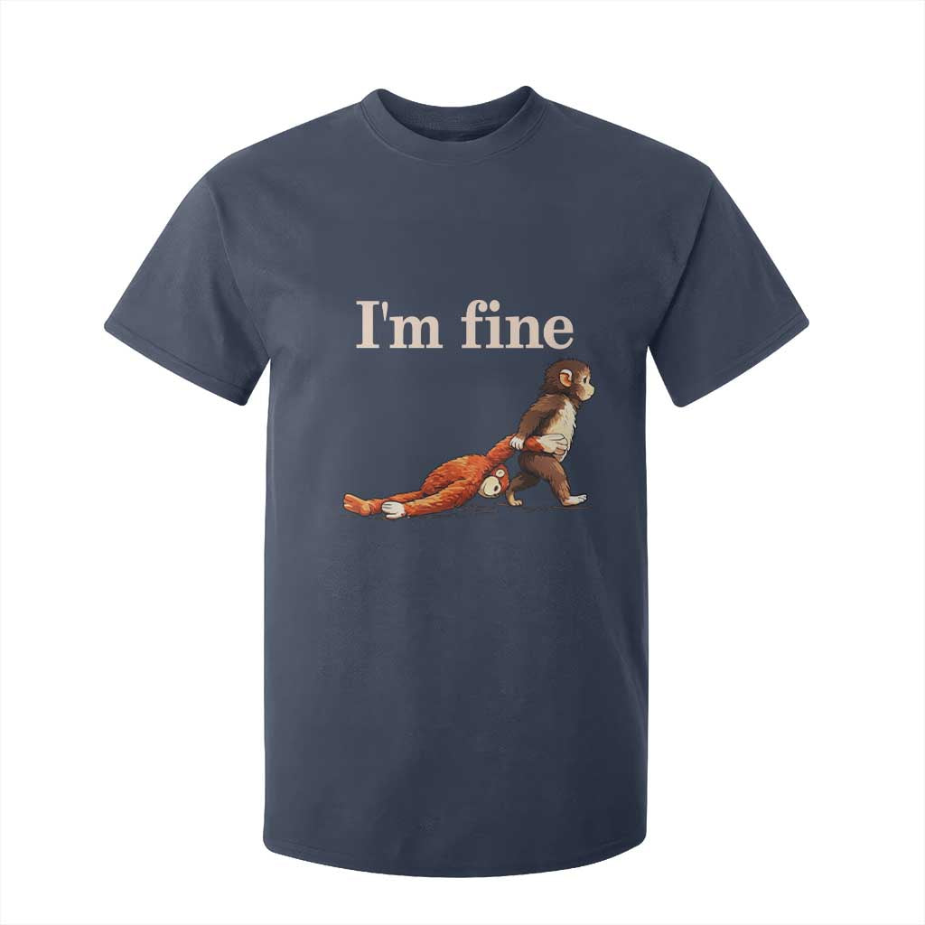 I'm Fine - Funny Monkey Meme T Shirt For Kid - Viral Punch Baby Monkey - Relatable Cute Gift TS02 Navy Print Your Wear