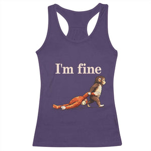 I’m Fine Funny Monkey Meme Racerback Tank Top Viral Punch Baby Monkey Relatable Cute Gift TS02 Purple Print Your Wear
