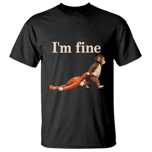 I’m Fine Funny Monkey Meme T Shirt Viral Punch Baby Monkey Relatable Cute Gift TS02 Black Print Your Wear