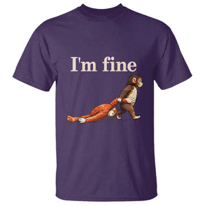 I’m Fine Funny Monkey Meme T Shirt Viral Punch Baby Monkey Relatable Cute Gift TS02 Purple Print Your Wear