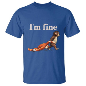 I’m Fine Funny Monkey Meme T Shirt Viral Punch Baby Monkey Relatable Cute Gift TS02 Royal Blue Print Your Wear