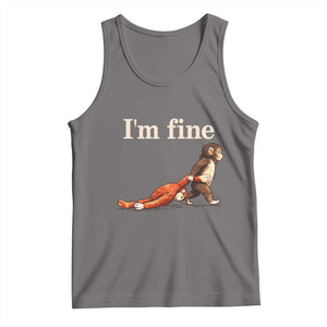 I’m Fine Funny Monkey Meme Tank Top Viral Punch Baby Monkey Relatable Cute Gift TS02 Deep Heather Print Your Wear