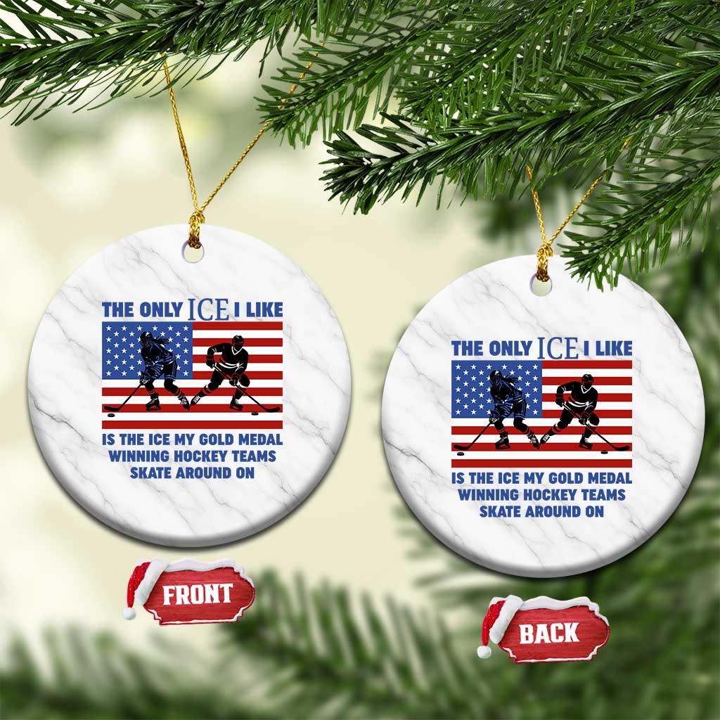 USA Gold Medal Hockey Patriotic American Flag Ceramic Ornament The Only Ice I Like Champions TS02 1pc White Marble Print Your Wear