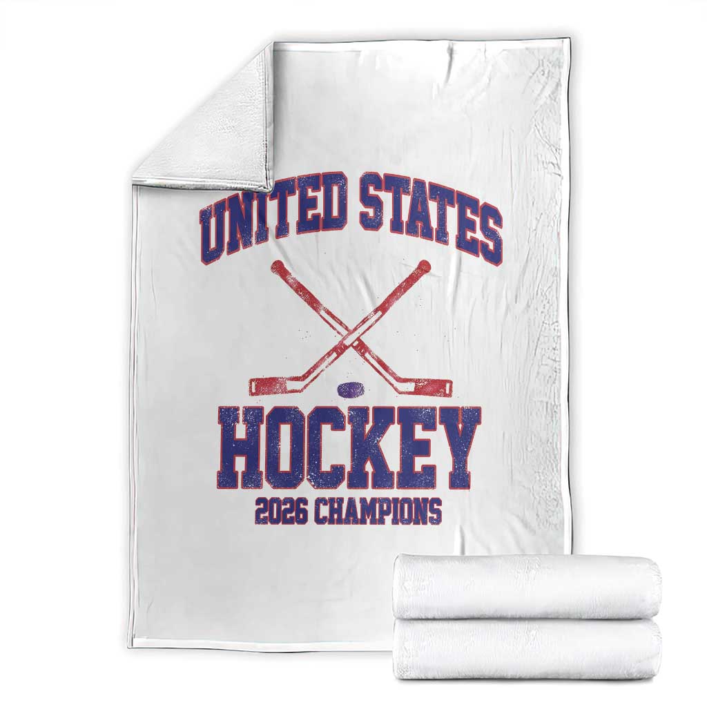 United States Hockey 2026 Champions Throw Blanket Patriotic USA Ice Hockey Victory Fan TS02 White Print Your Wear