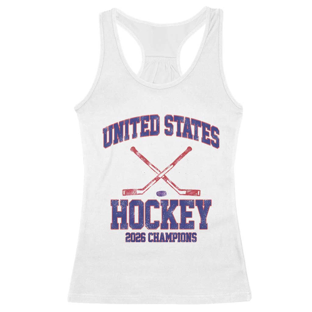 United States Hockey 2026 Champions Racerback Tank Top Patriotic USA Ice Hockey Victory Fan TS02 White Print Your Wear