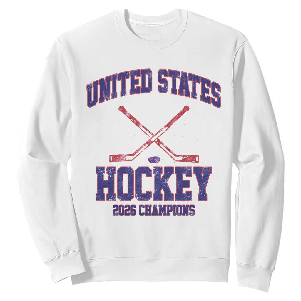 United States Hockey 2026 Champions Sweatshirt Patriotic USA Ice Hockey Victory Fan TS02 White Print Your Wear