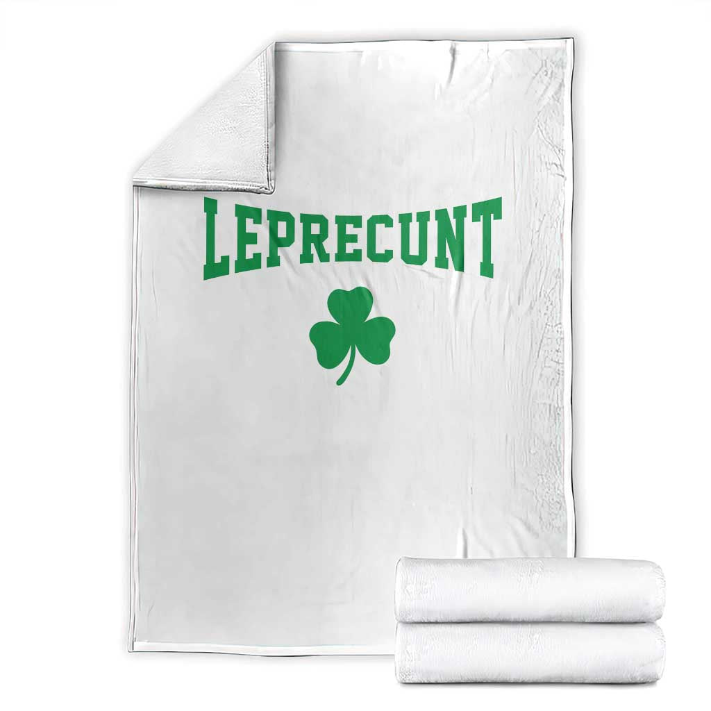 Leprecunt Bold Shamrock Graphic Throw Blanket Funny Irish St Patricks Day Party Adult Humor TS02 White Print Your Wear
