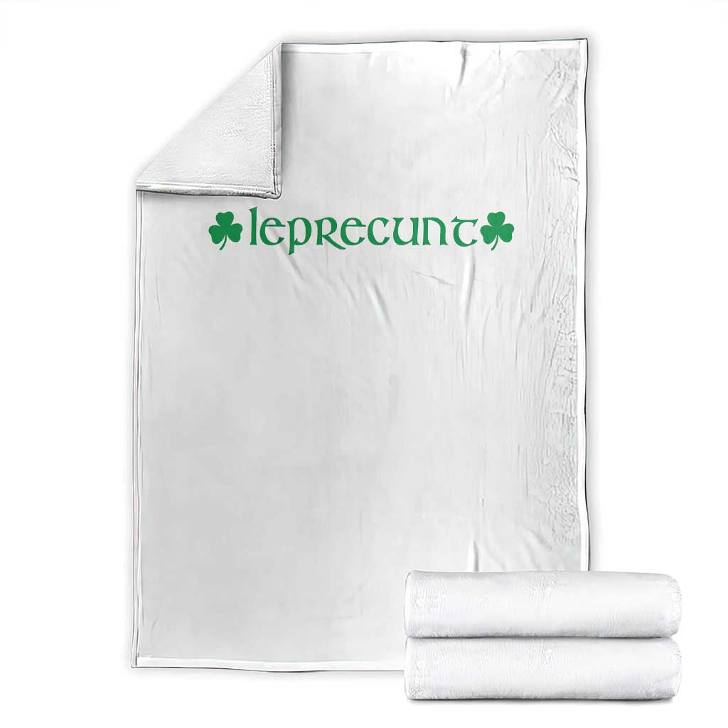Leprecunt Celtic Style Shamrock Graphic Throw Blanket Edgy Irish Adult Humor for St Patricks Day TS02 White Print Your Wear