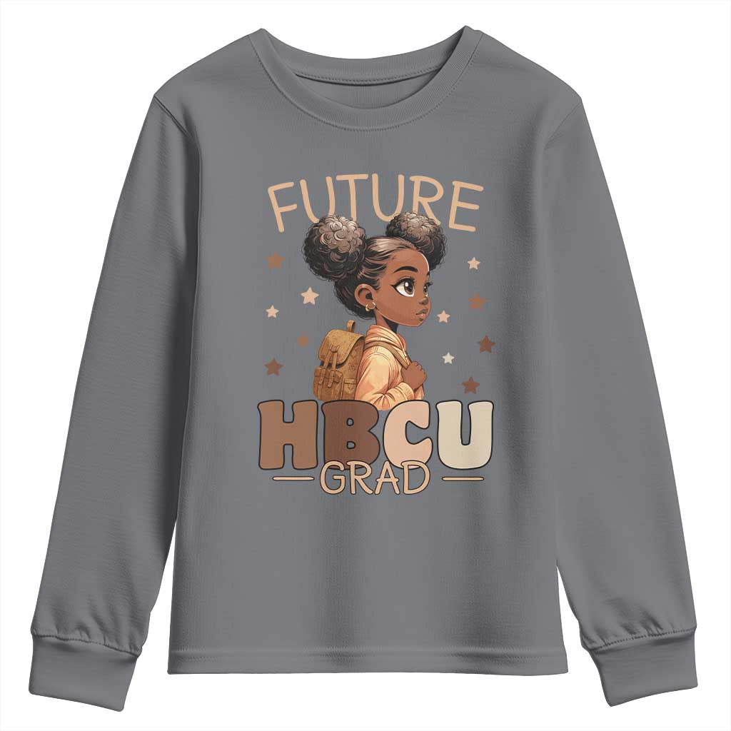 Future HBCU Grad Black Girl Youth Sweatshirt College Bound Pride Black Excellence Supporters TS02 Charcoal Print Your Wear