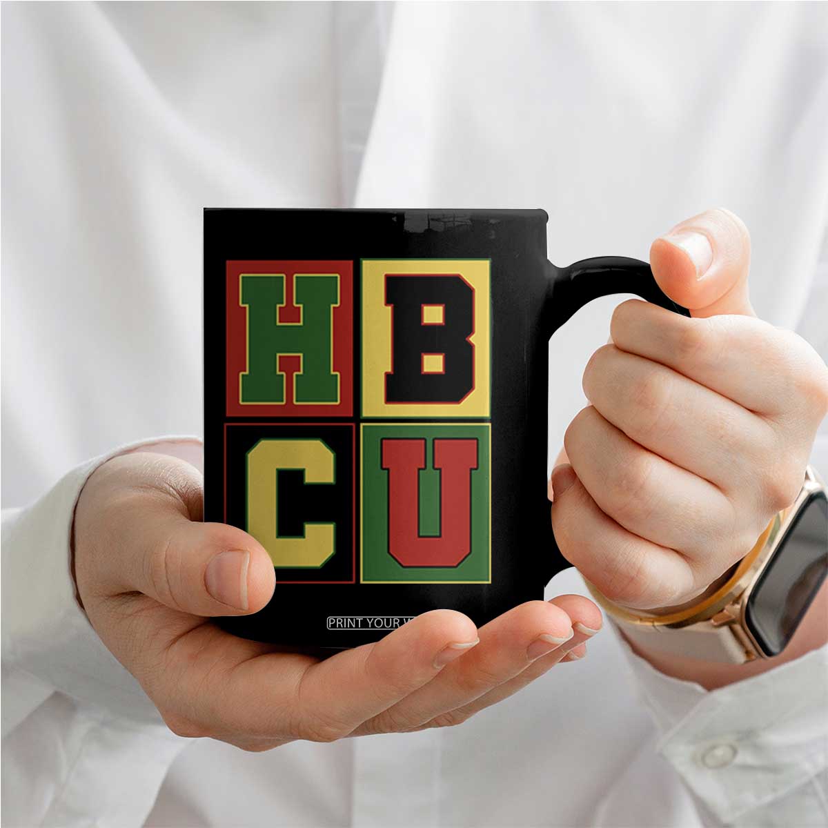 HBCU Block Letter Pride Graphic Coffee Mug College Support Statement Black Excellence TS02 Print Your Wear