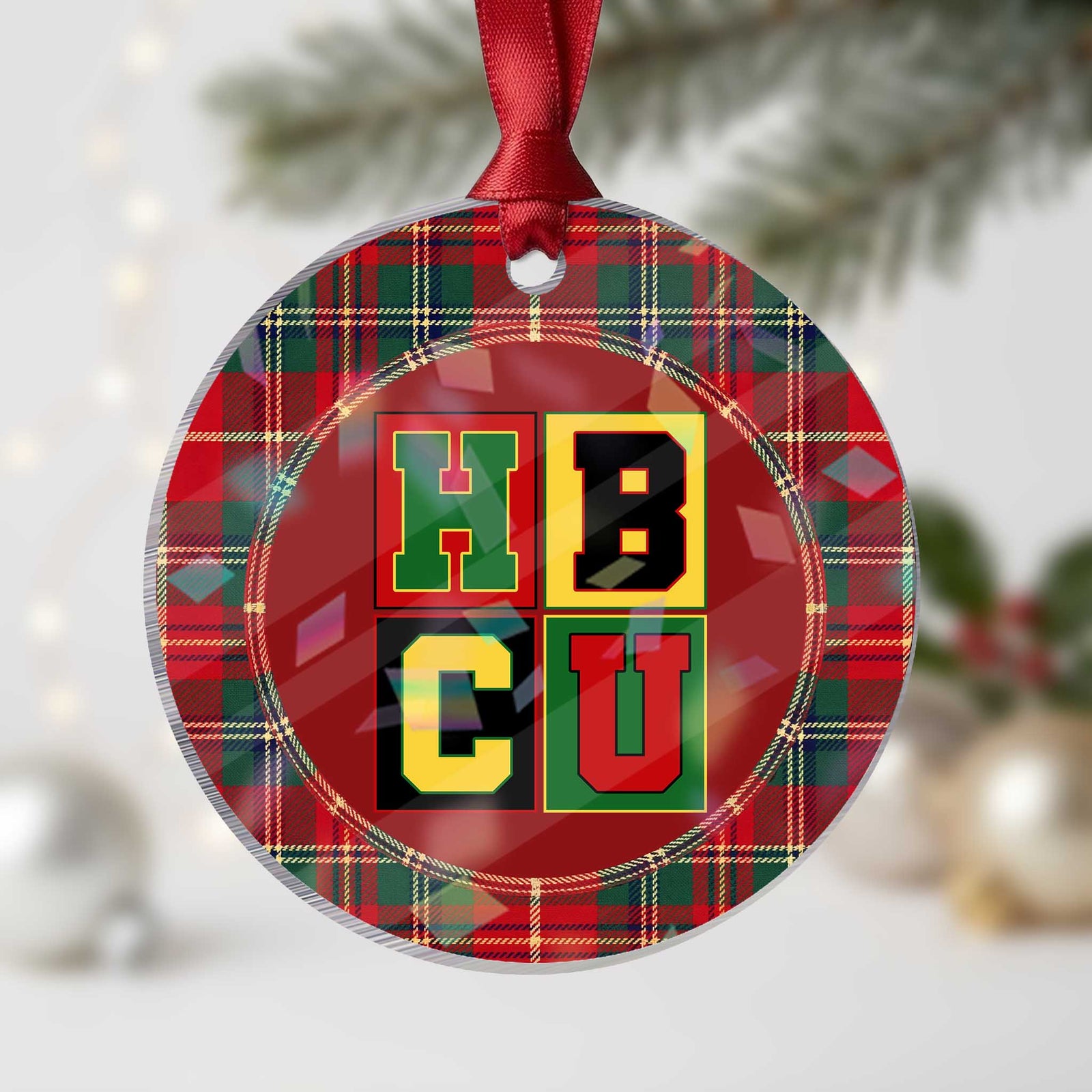 HBCU Block Letter Pride Graphic Holographic Acrylic Ornament College Support Statement Black Excellence