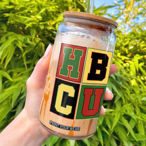 HBCU Block Letter Pride Graphic Glass Can College Support Statement Black Excellence TS02 Black Print Your Wear